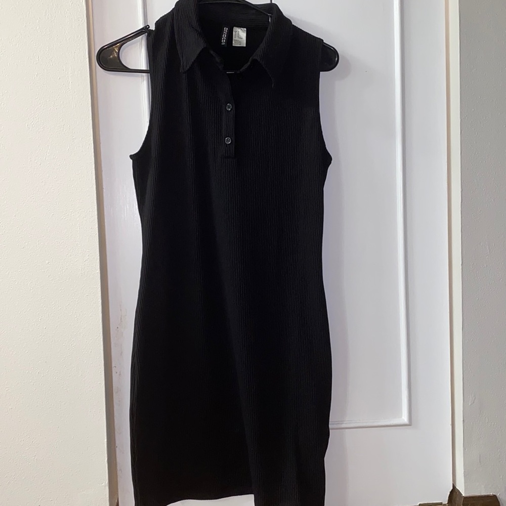 H&M sleeveless collared ribbed bodycon mini dress